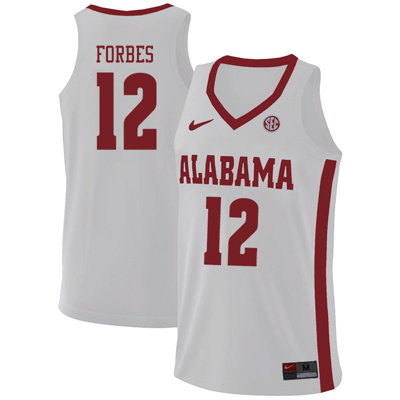 Men #12 Jaylen Forbes Alabama Crimson Tide College Basketball Jerseys Sale-White